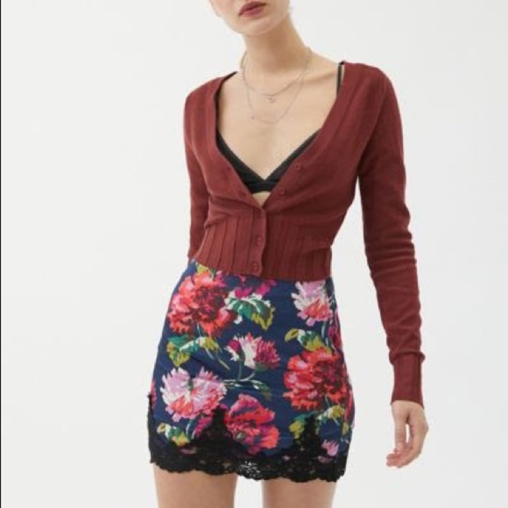 Urban Outfitters Printed Satin Mini Skirt